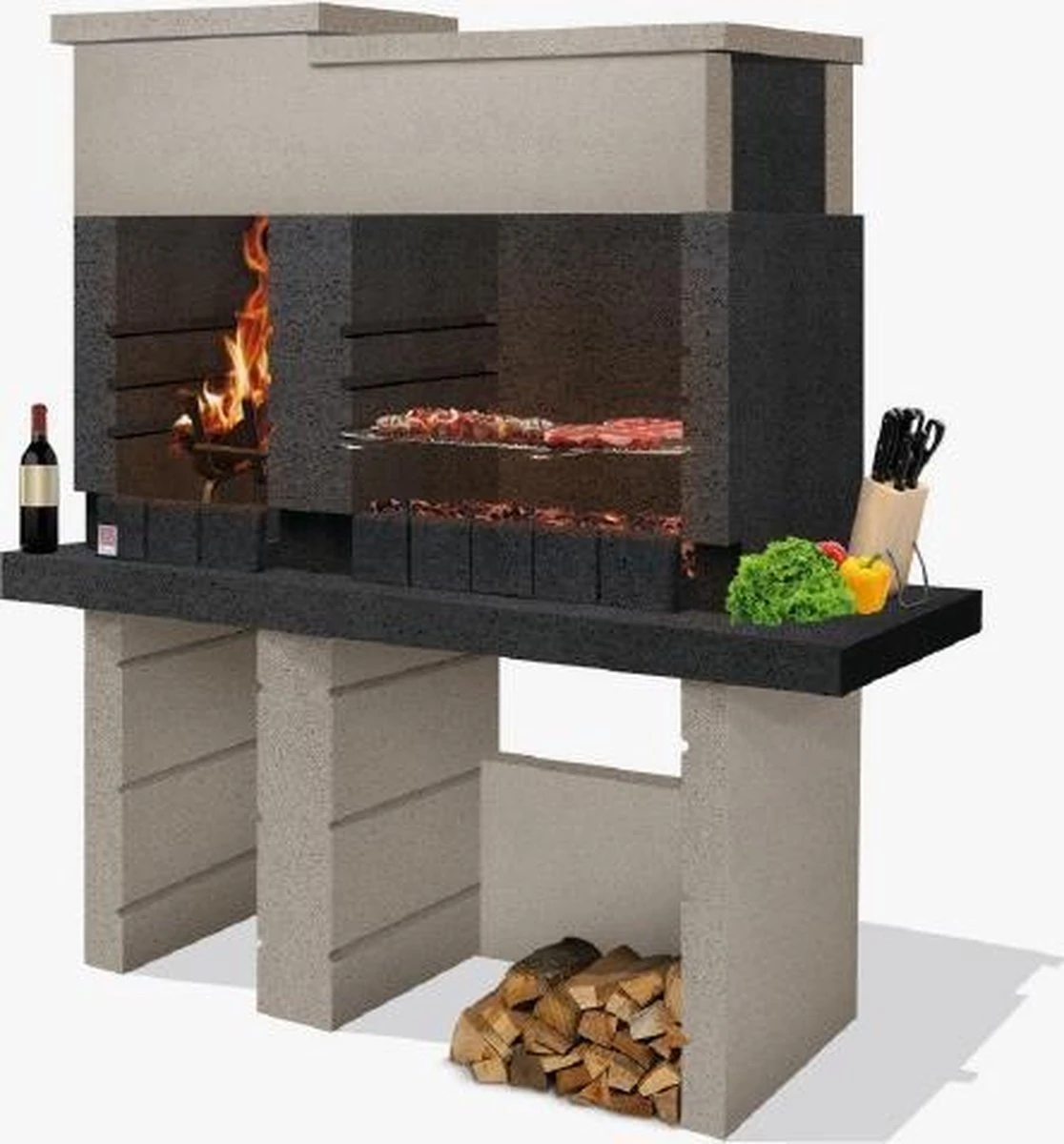 Sarom Fuoco - Betonnen Barbecue - San Pedro - Houtskool En Hout - 160 X 51.5 X 172,2 Cm 3 Sarom Fuoco - Betonnen Barbecue - San Pedro - Houtskool En Hout - 160 X 51.5 X 172,2 Cm