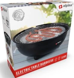 Alpina Elektrische BBQ - Tafel-Barbecue - Geen Rook - Binnen Barbecueën - 1250W - Ø 30 Cm - Zwart -Keukengrill Winkel 1137x1200 3