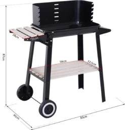 Verrijdbare Barbecue – Houtskool/Briketten - Verstelbare Grillplaat – Houten Tafel – Winscherm – Gewicht 5.9kg -Keukengrill Winkel 1150x1200