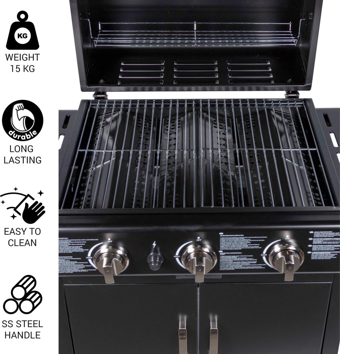 MaxxGarden Gas Barbecue - 3 Branders - Incl. Gratis BBQ Set 9 MaxxGarden Gas Barbecue - 3 Branders - Incl. Gratis BBQ Set - Afbeelding 7
