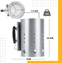 Kolen Starter GROOT - Brikettenstarter Met Veiligheidshandgreep - Snelstarter Voor Barbecue - BBQ Houtskool Starter -Keukengrill Winkel 1165x1200