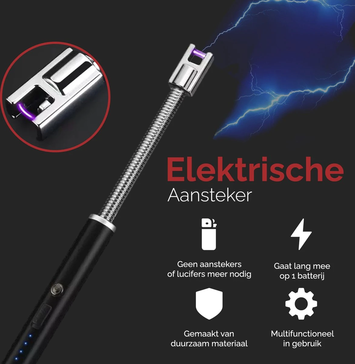 Dailygoods® Elektrische Aansteker - Plasma Aansteker - Oplaadbaar - Gift Set - Zwart 4 Dailygoods® Elektrische Aansteker - Plasma Aansteker - Oplaadbaar - Gift Set - Zwart - Afbeelding 2
