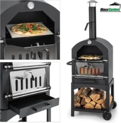 MaxxGarden Pizza Oven Buiten - Houtskool – Incl. Pizzasteen - 45x65x158cm -Keukengrill Winkel 1175x1200 3