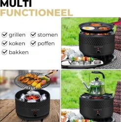 Ozocozy BBQ-ONE Houtskool Tafelbarbecue - Ø30 Cm- Zwart - Incl. Draagtas, Siliconen Bakkwast En RVS-Barbecuetang -Keukengrill Winkel 1193x1200 2