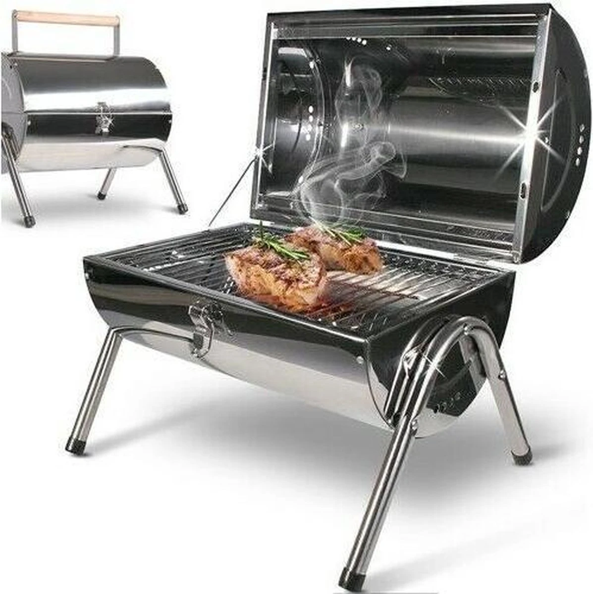 BBQ Collection Houtskoolbarbecue - Cilinder - Chroom 7 BBQ Collection Houtskoolbarbecue - Cilinder - Chroom - Afbeelding 5