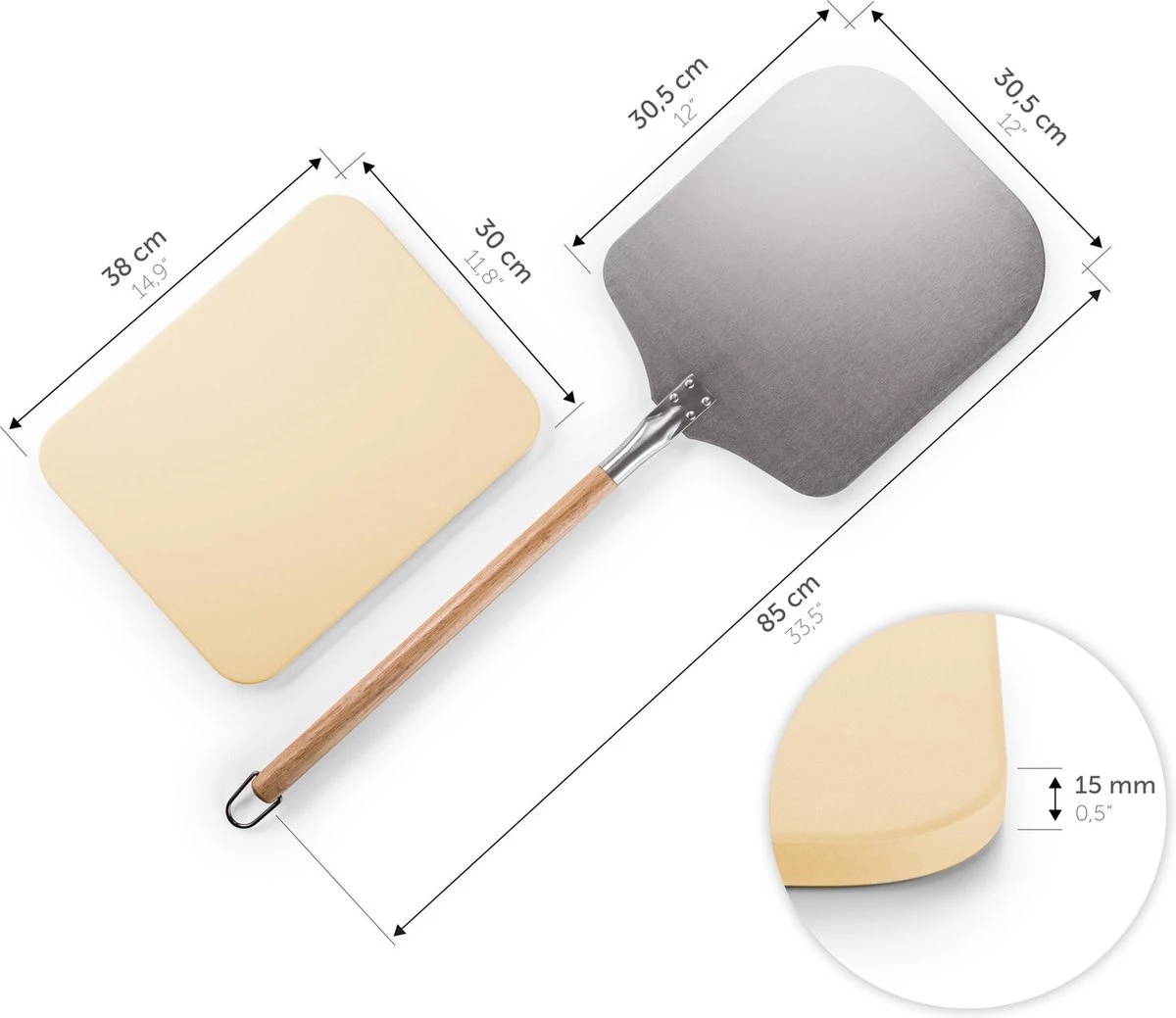 Blumtal - Pizzasteen Met XL Pizza Schep - Professionele Pizza Set - Cordieriet Pizza Stone 7 Blumtal - Pizzasteen Met XL Pizza Schep - Professionele Pizza Set - Cordieriet Pizza Stone - Afbeelding 5