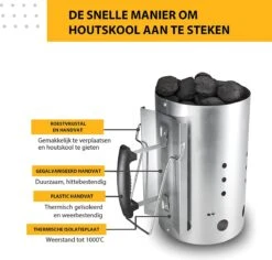 Kolen Starter GROOT - Brikettenstarter Met Veiligheidshandgreep - Snelstarter Voor Barbecue - BBQ Houtskool Starter -Keukengrill Winkel 1200x1146