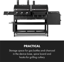 Klarstein Kingsville Double Barbecue - Houtskool- En Gasbarbecue - Smoker BBQ - Inclusief Deksels En Thermometer - Met 2 Roosters - Zwart 15 Klarstein Kingsville Double Barbecue - Houtskool- En Gasbarbecue - Smoker BBQ - Inclusief Deksels En Thermometer - Met 2 Roosters - Zwart -Keukengrill Winkel 1200x1155 2