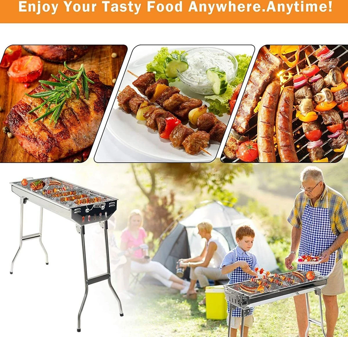 Uten - Houtskoolbarbecue - Opvouwbare Barbecue - Houtskoolbarbecues - Draagbare Camping Barbecue - 430 Roestvrij Staal Grill BBQ - 5-10 Persoon Tuin Buitenfeest - Zilver 6 Uten - Houtskoolbarbecue - Opvouwbare Barbecue - Houtskoolbarbecues - Draagbare Camping Barbecue - 430 Roestvrij Staal Grill BBQ - 5-10 Persoon Tuin Buitenfeest - Zilver - Afbeelding 4