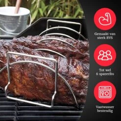GrillX Sparerib Rek BBQ - Rib Rack Houder - Barbecue Spareribs Rek - BBQ Accesoires -Keukengrill Winkel 1200x1200 17