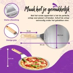 Nowad Pizzaschep RVS Rond Voor BBQ En Oven - 30,5 Cm - Pizzaspatel - Taartschep - Houten Handvat - Ophangbaar - Rond - Vaatwasbestendig - Keukenaccessoires -Keukengrill Winkel 1200x1200 186