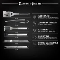Mountain Jack® 40-Delige Luxe BBQ Grill Accessoires Set In Roestvrij Staal – Barbecue Gereedschap – Tangenset, Vlees Thermometer, Vleestang, Borstel, Spiezen, Vleesmes, Vleesvork 15 Mountain Jack® 40-Delige Luxe BBQ Grill Accessoires Set In Roestvrij Staal – Barbecue Gereedschap – Tangenset, Vlees Thermometer, Vleestang, Borstel, Spiezen, Vleesmes, Vleesvork -Keukengrill Winkel 1200x1200 200
