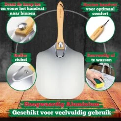Ecowize Pizzaschep Voor BBQ En Oven - Aluminium Pizzaspatel Vierkant 30cm Met Inklapbaar Handvat - Met Extra Professionele Pizzasnijder -Keukengrill Winkel 1200x1200 239