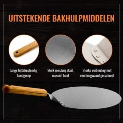 Inpro Pizzaschep RVS - Rond - Voor BBQ En Oven - Pizzaspatel - Taartschep - Houten Handvat - BBQ Gereedschap - Keukengerei - 30 Cm Diameter - Spatel -Keukengrill Winkel 1200x1200 252
