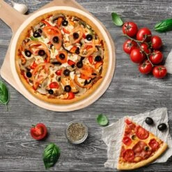 MaxxHome Pizzasteen - BBQ Steen - Maximum Te Verhitten Tot 600 Graden - ⌀33 - Incl. Houten Schep -Keukengrill Winkel 1200x1200 295