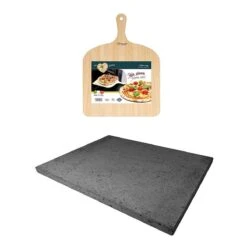 ETNA Pizza Set - Grote Pizzasteen & GRATIS Pizzaschep - 30 Cm X 38 Cm - Echt Italiaanse Pizzasteen - Broodbaksteen - BBQ Pizzasteen - Gemaakt Van Lavasteen Uit De Etna - Non-stick - Eppicotispai -Keukengrill Winkel 1200x1200 300