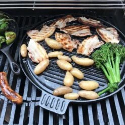 Chefs Cuisine Gietijzeren Grillpan - Grillpan Gietijzer - Gietijzer Bbq Grillpan - Gietijzeren Grillplaat - Pizzasteen - Plancha Gietijzer - Gietijzeren Bakplaat - Rond 36 Cm - Dubbelzijdig -Keukengrill Winkel 1200x1200 441