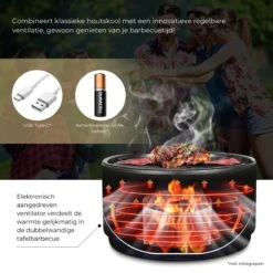 Ozocozy BBQ-ONE Houtskool Tafelbarbecue - Ø30 Cm- Zwart - Incl. Draagtas, Siliconen Bakkwast En RVS-Barbecuetang -Keukengrill Winkel 1200x1200 469