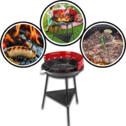 Houtskoolbarbecue Ø33 Cm | Verstelbare Grill BBQ | Halfopen | Zwart / Rood -Keukengrill Winkel 1200x1200 473
