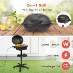 KitchenBrothers Elektrische BBQ - Met Grillplaat - Anti-aanbaklaag - Incl. Plank/Houders - Grilloppervlak 46,5x33,8cm - Tot 300°C - 2400W - Zwart 17 KitchenBrothers Elektrische BBQ - Met Grillplaat - Anti-aanbaklaag - Incl. Plank/Houders - Grilloppervlak 46,5x33,8cm - Tot 300°C - 2400W - Zwart -Keukengrill Winkel 1200x1200 481