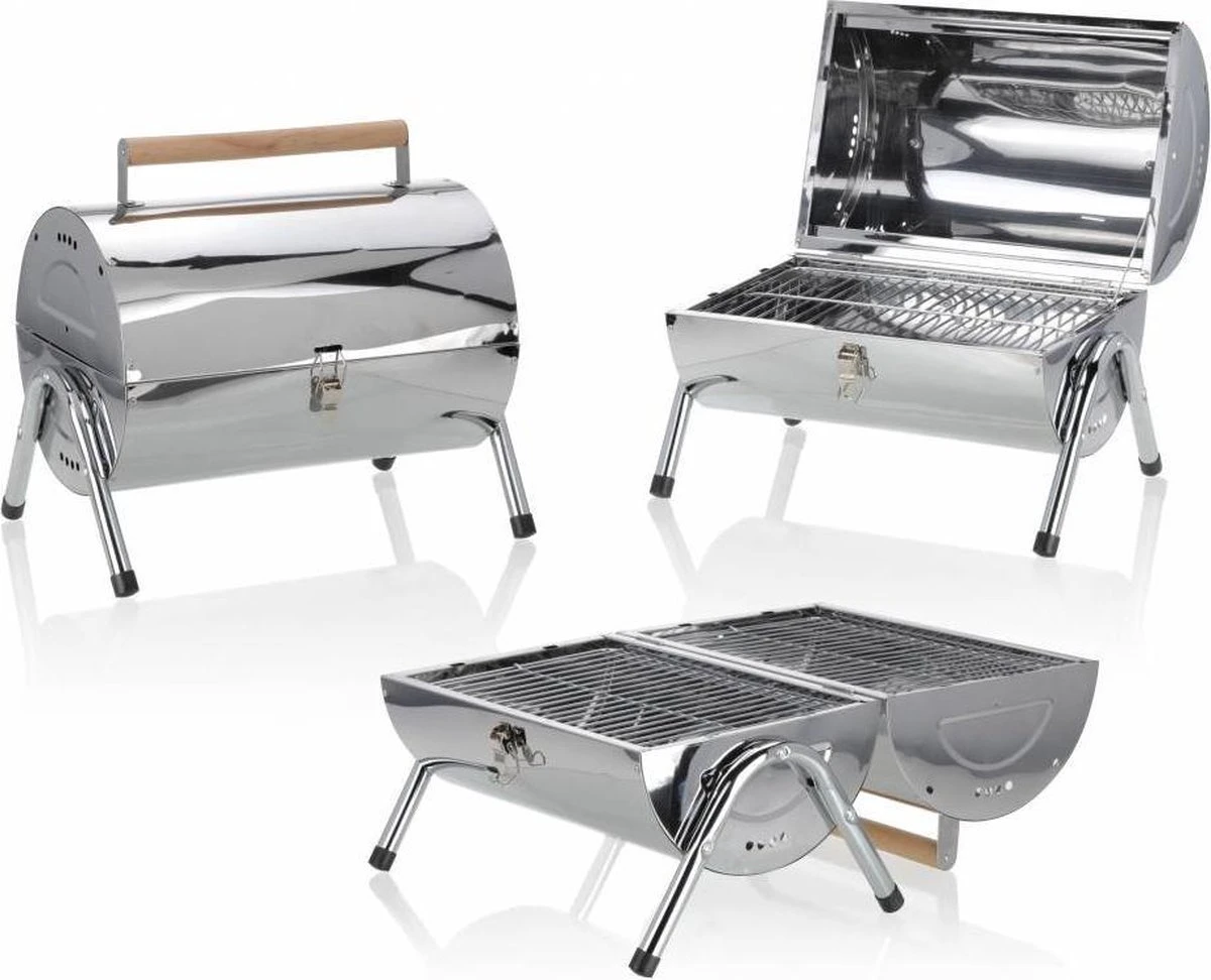 BBQ Collection Houtskoolbarbecue - Cilinder - Chroom 11 BBQ Collection Houtskoolbarbecue - Cilinder - Chroom - Afbeelding 9