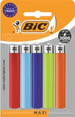 BIC J26 Maxi Vuursteen Flint Aanstekers - Diverse Kleuren - Pak Van 5 Gasaanstekers - Kindveilig -Keukengrill Winkel 774x1200